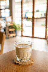 dirty coffee glass in coffee shop