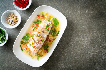 steamed sea bass fish with herbs