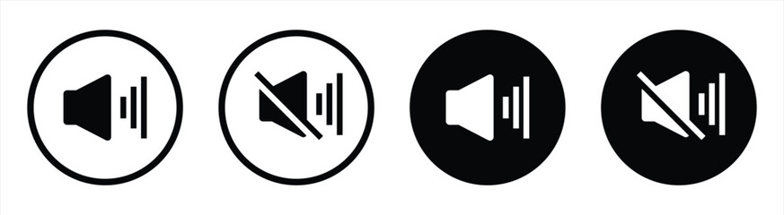 Obraz premium sound icon set. volume mute and unmute icon flat. speaker icon collections symbol sign. vector illustration