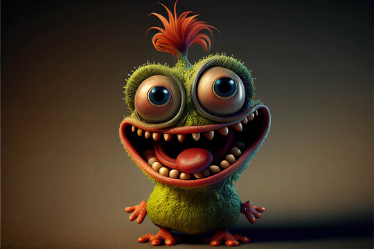 funny 3D illustration of crazy cartoon frog with a shocked look and  googly eyes ai generated	
