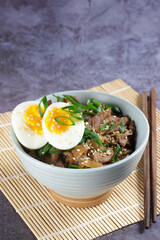 Gyudon is Japanese Beef Rice Bowl or Yakinikudon.