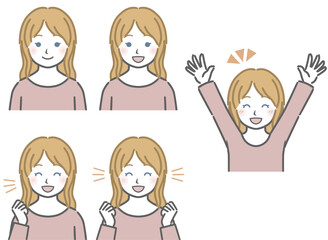 喜ぶ表情の強弱　白人の少女