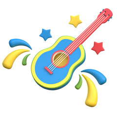 acoustic guitar icon rio festival brazil 3d illustration