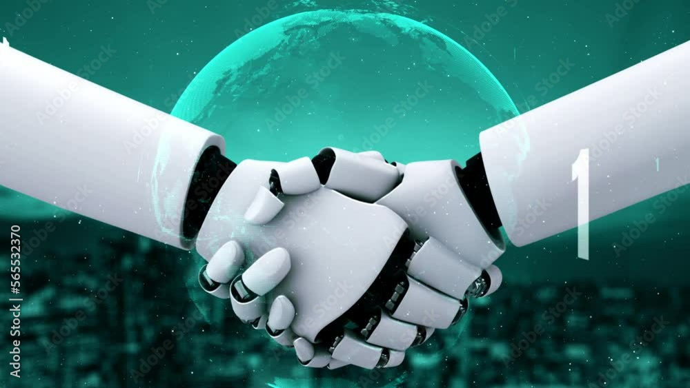 Wall mural futuristic robot artificial intelligence huminoid ai programming coding technology development and m