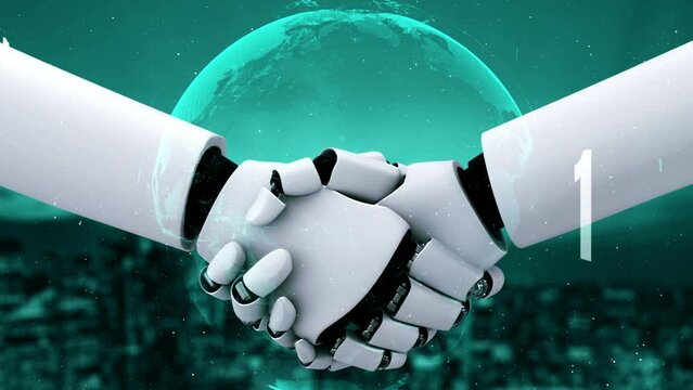 Futuristic robot artificial intelligence huminoid AI programming coding technology development and machine learning concept. Robotic bionic science research for future of human life. 3D rendering.