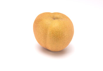 Whole japanese pear isolated on white background.