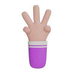 3D hand pose icon with transparent background, perfect for template design, UI/UX and more.