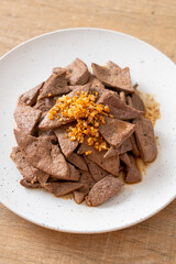 homemade stir-fried pork liver with garlic