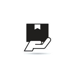 hand holding box icon on white background