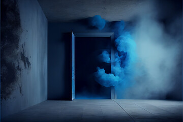 Blue cloudy smoke and a wall texture