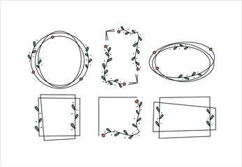 Spring and Summer Frames. Easter Round Borders. Collection of Vector Hand Drawn Doodle Backgrounds.