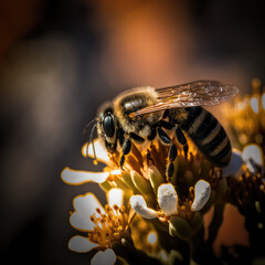 bee on a flower generate by AI
