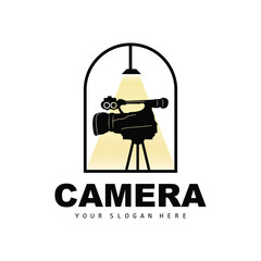 Camera Logo, Cameraman Design, Studio Camera And Photographer Vector, Template Icon