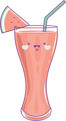 Watermelon Juice in Glass character cute cartoon kawaii