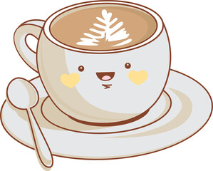 Coffee cup character cute cartoon kawaii