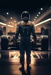 Foto op Canvas Race Car Driver in Team Garage - Generative Ai © Ai Inspire