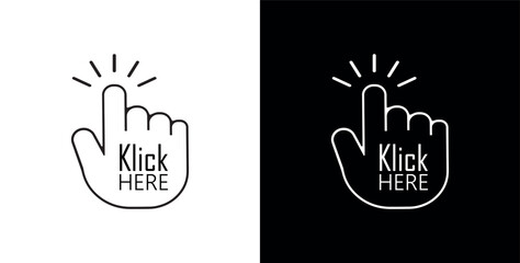 click here sign on white background	