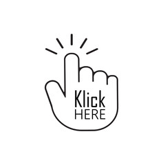 click here sign on white background	