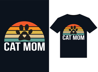 Cat Mom illustrations for print-ready T-Shirts design