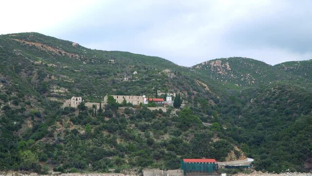Abandoned Russian &ldquo;skete&rdquo; on Mount Athos in Greece