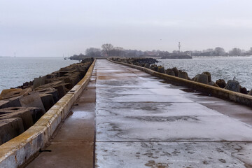 Fototapeta premium Long pier on the Baltic Sea on the Vistula Spit