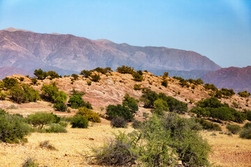 Beautiful desert landscapes of mountainous Morocco on a sunny day.