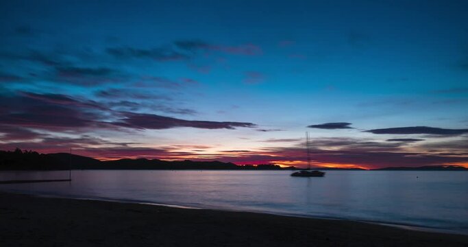 Vibrant sunrise timelapse from the coastal path at Porquerolles Island - Azur Coast  South of france	