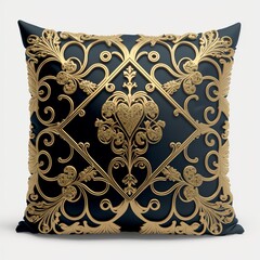 Gold Filigree Inlaid Pillows (generative AI)