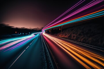 Fototapeta na wymiar long exposure at night traffic on the highway