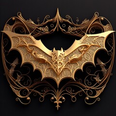 Gold Filigree Inlaid Bat (generative AI)