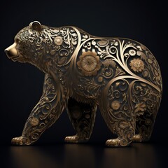 Gold Filigree Inlaid Bear (generative AI)