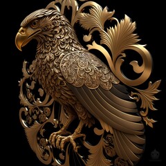 Gold Filigree Inlaid Eagle (generative AI)