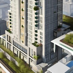A skyscraper apartment with a rooftop terrace and city views2, Generative AI