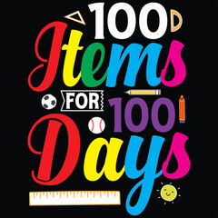 100 days of school typography T-shirt Design