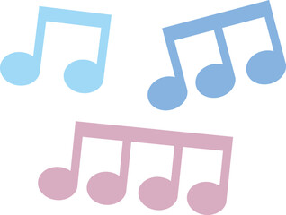 ブルー系のカラフルな連桁した音符（8分音符）