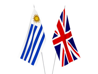 Fototapeta na wymiar Great Britain and Oriental Republic of Uruguay flags