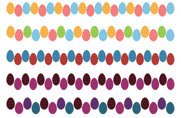 柄つきタマゴが並んだ装飾向けの線の素材セット