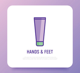 Plastic tube with skin care treatment. Simple thin line icon for beauty shop. Modern vector illustration.