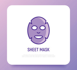 Facial sheet mask thin line icon. Modern vector illustration for beauty shop.