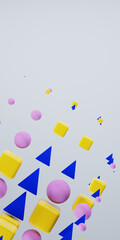 3d rendered illustration with flying geometric shapes.
