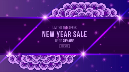 Purple night sale banner. Sale banner template design.