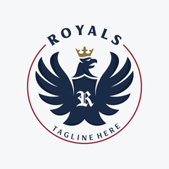 Fototapeta premium Royal letter emblem with Crowned American Eagle