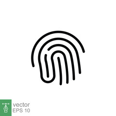 Fingerprint line icon. Simple outline style. Finger print, unique thumbprint, thumb identity, scan id access, technology concept. Vector illustration design isolated on white background. EPS 10.
