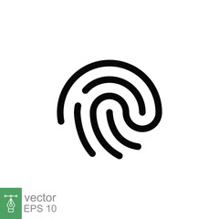 Fingerprint line icon. Simple outline style. Finger print, unique thumbprint, thumb identity, scan id access, technology concept. Vector illustration design isolated on white background. EPS 10.