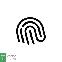 Fingerprint line icon. Simple outline style. Finger print, unique thumbprint, thumb identity, scan id access, technology concept. Vector illustration design isolated on white background. EPS 10.