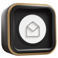 icono 3d con perspectiva correo abierto negro