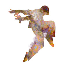 Watercolor Dancer drawing, silhouette of a dancing person, Watercolor dancing woman, Hiphop