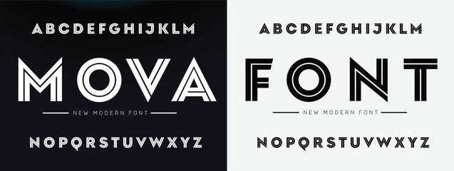 Fototapeta MOVA Sports minimal tech font letter set. Luxury vector typeface for company. Modern gaming fonts logo design.
 obraz