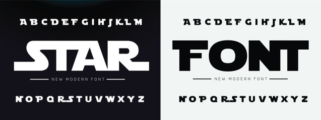 Fototapeta STAR Sports minimal tech font letter set. Luxury vector typeface for company. Modern gaming fonts logo design.
 obraz