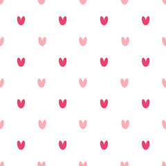 Vector pattern of hand-drawn hearts on a white background